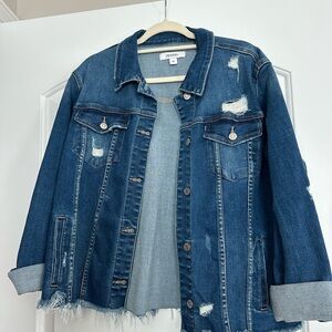 Distressed Zenana Blue Denim Jacket